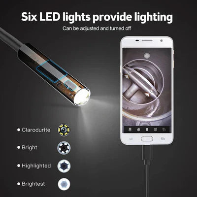 3-in-1 Type-C / Micro USB / PC Endoscope Camera 3.5m – HD Lens, Adjustable LED Lights, IP67 Waterproof